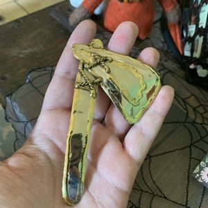 Gold overlay tomahawk pin charm broach large statement jewelry Atlanta Braves